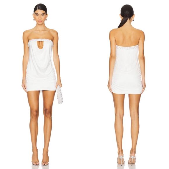Retrofete Dresses & Skirts - Retrofete Noela Pearl Embellished Strapless Cutout White Mini Dress Size XS
